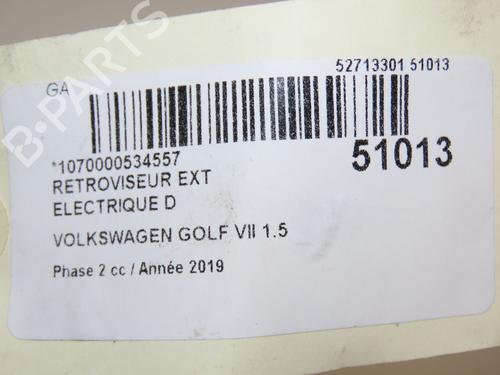Right mirror VW GOLF VII (5G1, BQ1, BE1, BE2) 1.5 TSI | BP28831345C27 