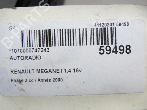 Bilradio Bilradio RENAULT MEGANE I (BA0/1_) 1.4 16V (BA0D, BA1H, BA0W, BA10) (95 hp) 37455494 37455494