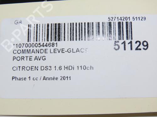 Left front window switch CITROËN DS3 (SA_) 1.6 HDi 110 | BP22811360I27
