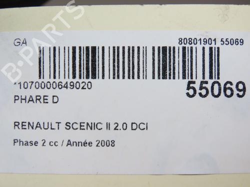 Right headlight RENAULT GRAND SCÉNIC II (JM0/1_) 2.0 dCi (JM1K) | BP28832506C29 