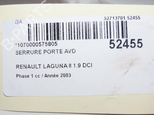 Høyre foran lås RENAULT LAGUNA II (BG0/1_) 1.9 dCi (BG08, BG0G) (120 hp) 24420194