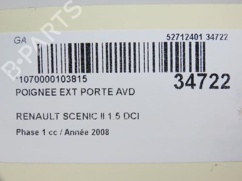 Høyre foran utvendig håndtak RENAULT SCÉNIC II (JM0/1_) 1.5 dCi (JM1E, JM16) | BP9597383C129 