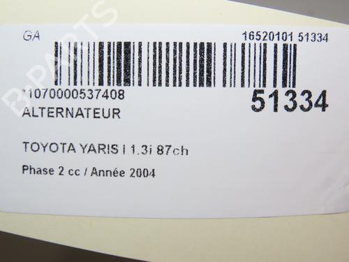Used Alternator TOYOTA YARIS (_P1_) 1.3 (SCP12_, SCP13_, SCP12R, SCP13R) (87 hp) 28801426