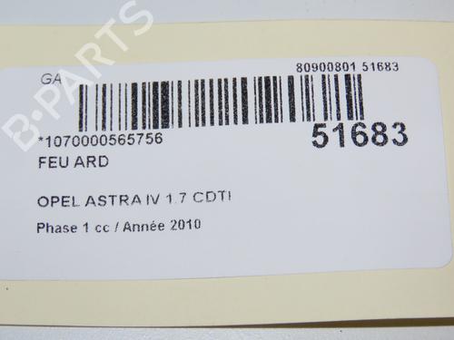 Used Right taillight OPEL ASTRA J (P10) 1.7 CDTI (68) (125 hp) 23125115