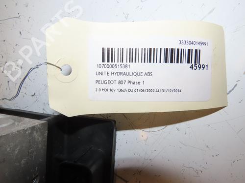 Used ABS pump PEUGEOT 807 (EB_) 2.0 HDI (136 hp) 17338521