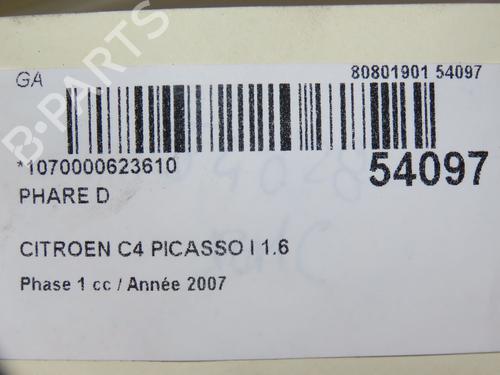 Højre forlygte CITROËN C4 Picasso I MPV (UD_) 1.6 HDi (109 hp) 28832487