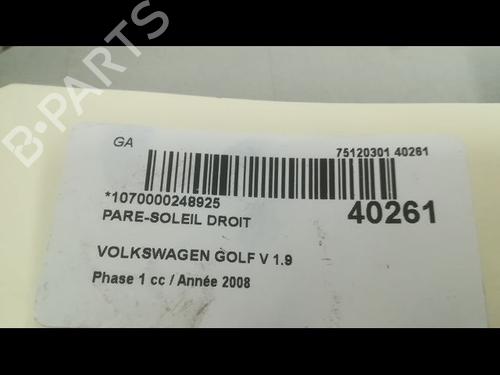 Used Right sun visor VW GOLF V (1K1) 1.9 TDI (105 hp) 9609539