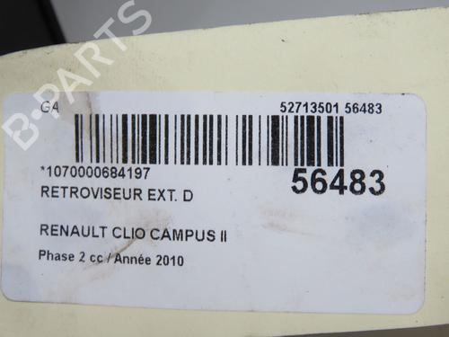 Right mirror RENAULT CLIO II (BB_, CB_) 1.5 dCi (B/CB3M) | BP32399694C27 