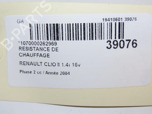 Used Heater resistor RENAULT CLIO II (BB_, CB_) 1.4 16V (B/CB0P, BB13) (98 hp) 11677224