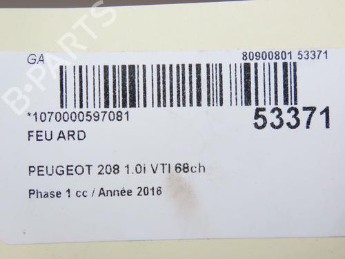 Højre baglygte PEUGEOT 208 I (CA_, CC_) 1.0 VTi (68 hp) 28832691