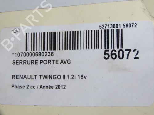 Venstre fortil lås RENAULT TWINGO II (CN0_) 1.2 16V (CN04, CN0B) (75 hp) 31575806