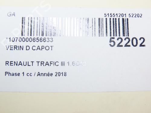 Used Hood lift support RENAULT TRAFIC III Van (FG_) 1.6 dCi 125 (FGMH) (125 hp) 28831054