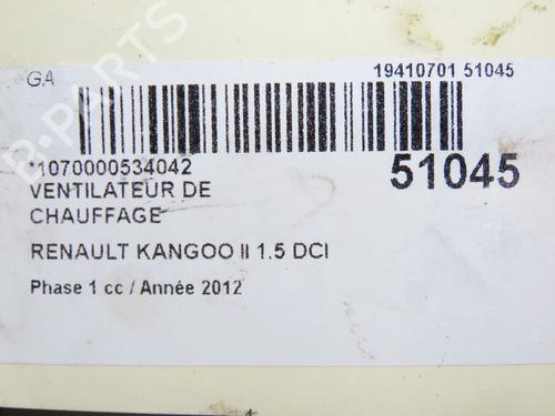 Heater blower motor RENAULT KANGOO Express (FW0/1_) 1.5 dCi 90 (FW0G, FW05, FW08, FW11) | BP28829337M62 