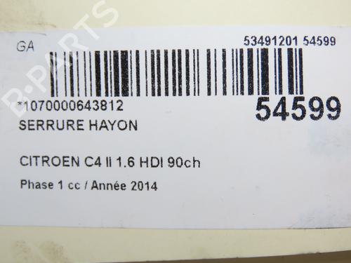 Used Tailgate lock CITROËN C4 II (NC_) 1.6 HDi 90 (92 hp) 28969279