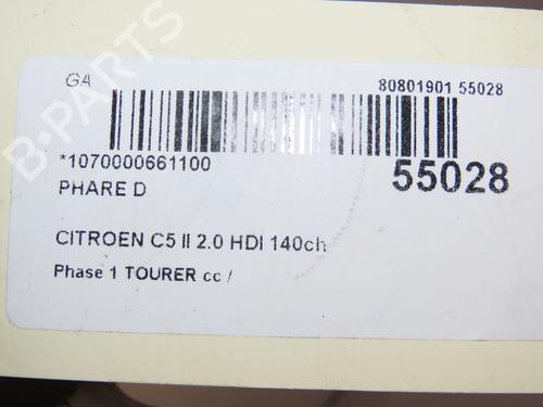 Højre forlygte CITROËN C5 III Break (RW_) 2.0 HDi 140 (140 hp) 29551215