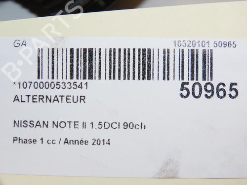 Alternator NISSAN NOTE (E12) 1.5 dCi | BP21088125M7 