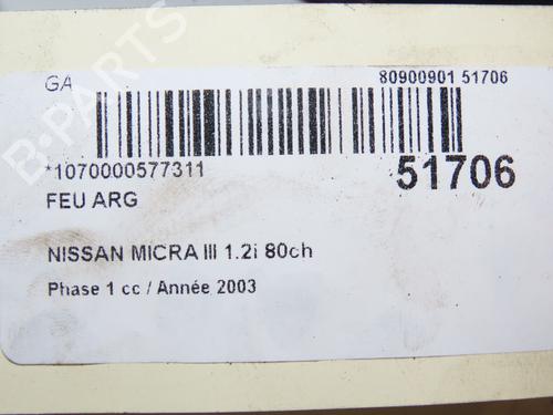 Left taillight NISSAN MICRA III (K12) 1.2 16V | BP23098805C34