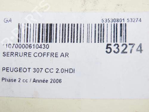 Tailgate lock PEUGEOT 307 CC (3B) 2.0 HDi 135 | BP28832326C101 
