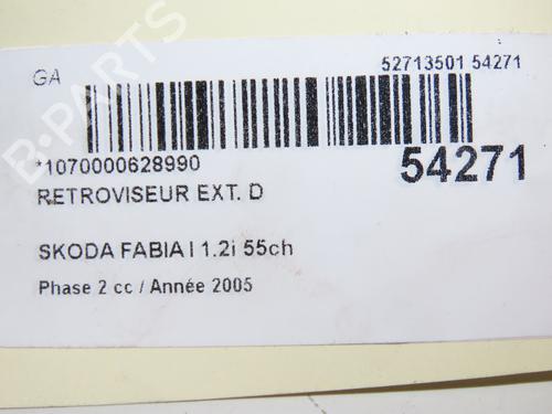 Right mirror SKODA FABIA I (6Y2) 1.2 | BP28968748C27 
