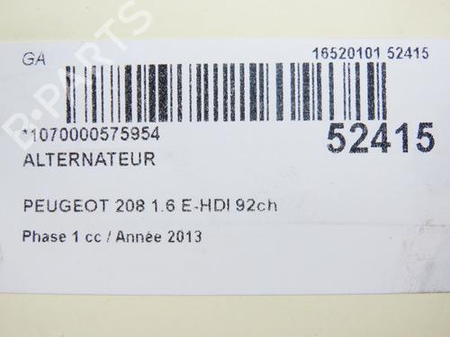 Used Alternator PEUGEOT 208 I (CA_, CC_) 1.6 HDi (92 hp) 28829094