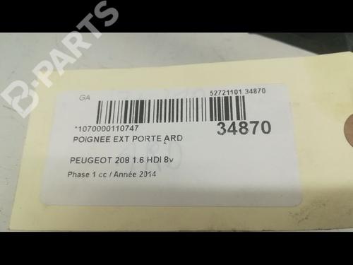 Rear right exterior door handle PEUGEOT 208 I (CA_, CC_) 1.6 HDi | BP9597786C130 