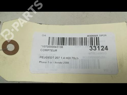 Instrument cluster PEUGEOT 207 (WA_, WC_) 1.4 HDi | BP9596314C47 