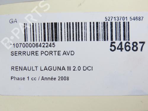 Front right lock RENAULT LAGUNA III (BT0/1) 2.0 dCi (BT07, BT0J, BT14, BT1A, BT1S) | BP28831620C97 