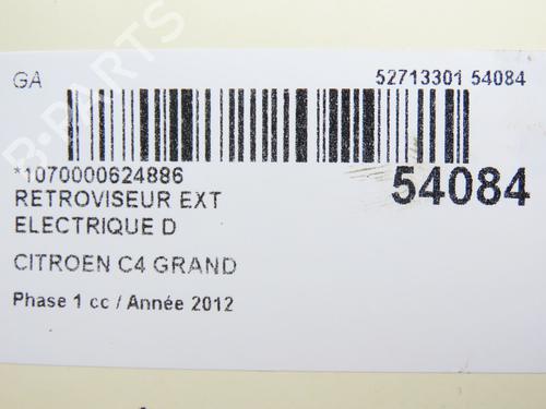 Used Right mirror CITROËN C4 Grand Picasso I (UA_) 1.6 HDi 110 (112 hp) 28968664
