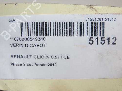 Hood lift support RENAULT CLIO IV (BH_) 0.9 TCe 90 (BHNF, BHMA, BHMH, BHJK, BHJR) | BP26383653C139 