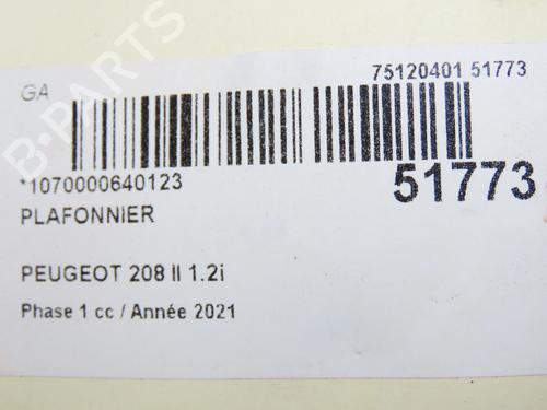 Plafoniera interna PEUGEOT 208 II (UB_, UP_, UW_, UJ_) 1.2 PureTech 100 (101 hp) 28832358