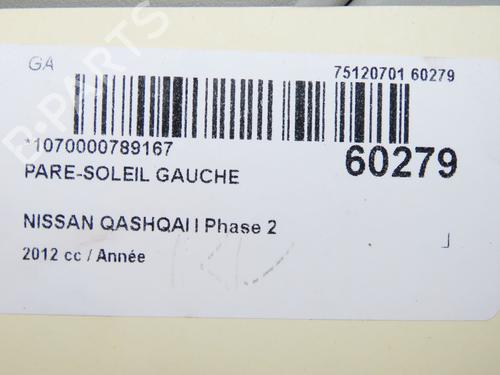 Venstre solskærm Venstre solskærm NISSAN QASHQAI I (J10, NJ10) 1.6 dCi All-wheel Drive (130 hp) 37499532 37499532