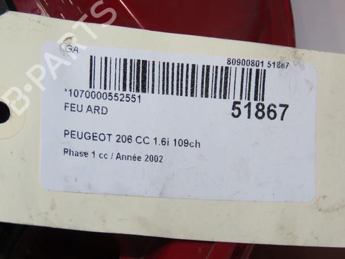 Højre baglygte PEUGEOT 206 CC (2D) 1.6 16V (2DNFUF, 2DNFUR) (109 hp) 28832654