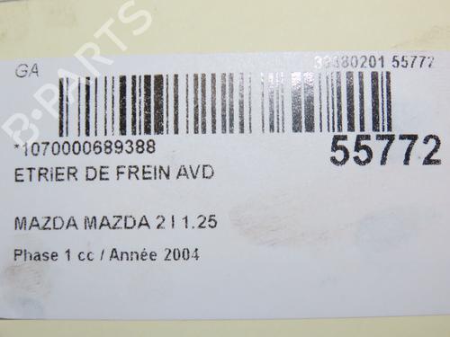 Used Right front brake caliper MAZDA 2 (DY) 1.2 (DY3W) (75 hp) 30978838