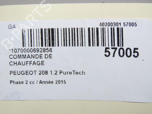 Climate control PEUGEOT 208 I (CA_, CC_) 1.2 VTI 82 | BP32277449I5 