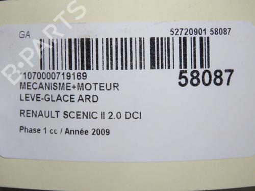 Vindusheismekanisme høyre bak Vindusheismekanisme høyre bak RENAULT SCÉNIC II (JM0/1_) 2.0 dCi (JM1K) (150 hp) 36396170 36396170