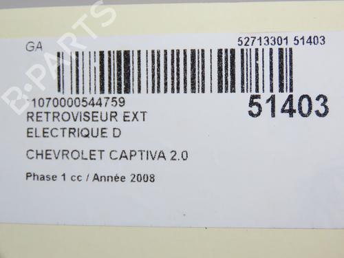 Right mirror CHEVROLET CAPTIVA (C100, C140) 2.0 D 4WD | BP28831349C27 