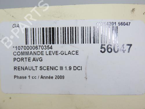 Used Left front window switch RENAULT SCÉNIC III (JZ0/1_) 1.9 dCi (JZ0J, JZ1J, JZ1K, JZ1S) (131 hp) 30955838