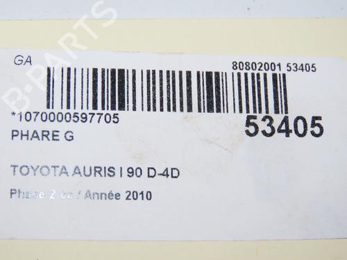 Venstre forlygte TOYOTA AURIS (_E15_) 1.4 D-4D (NDE150_, NDE150R) (90 hp) 32873001