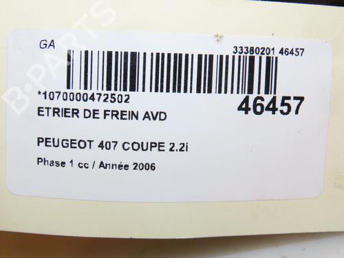 Used Right front brake caliper PEUGEOT 407 Coupe (6C_) 2.2 16V (163 hp) 16707386