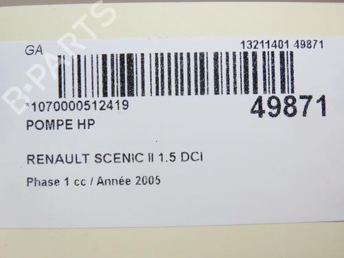 Used Injection pump Injection pump RENAULT SCÉNIC II (JM0/1_) 1.5 dCi (JM1E, JM16) (106 hp) 28828873 28828873
