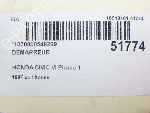 Used Starter Starter HONDA CIVIC VI Hatchback (EJ, EK) 1.4 i S (EJ9) (90 hp) 23064573 23064573