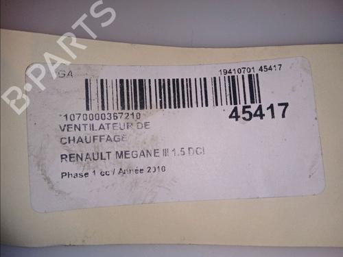 Used Heater blower motor RENAULT MEGANE III Coupe (DZ0/1_) 1.5 dCi (DZ09, DZ0D, DZ1F, DZ1G, DZ14, DZ29) (110 hp) 29195961