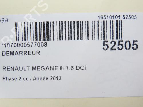 Startmotor RENAULT MEGANE III Coupe (DZ0/1_) 1.6 dCi (DZ00, DZ12, DZ2A, DZ13) (130 hp) 28828996