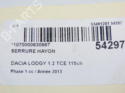Tailgate lock DACIA LODGY (JS_) 1.2 TCe (JSAY, JSM0) | BP28832248C101 - Image 5