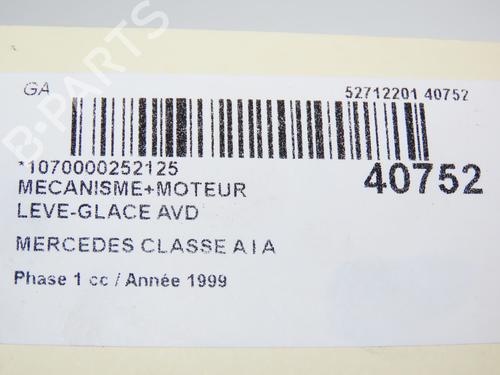 Rudehejsemekanisme Højre foran MERCEDES-BENZ A-CLASS (W168) A 170 CDI (168.008) (90 hp) 9609891