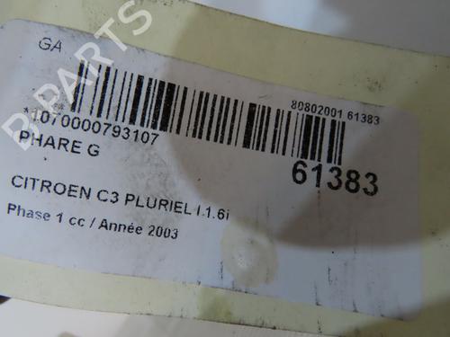Used Left headlight Left headlight CITROËN C3 Pluriel (HB_) 1.6 (109 hp) 39756559 39756559