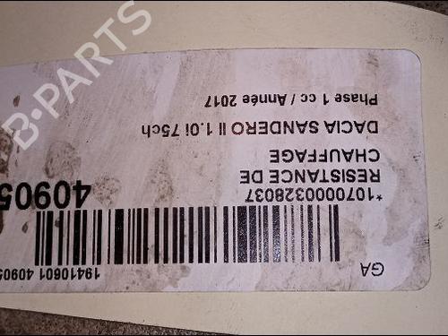 Used Heater resistor DACIA SANDERO II 1.0 SCe 75 (B8JC, B8JD, B8NC) (73 hp) 11677347