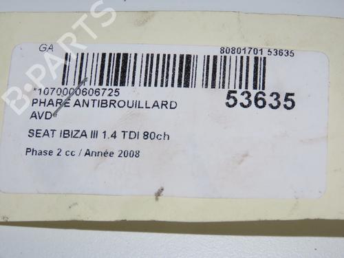 Used Right front fog light Right front fog light SEAT IBIZA III (6L1) 1.4 TDI (80 hp) 28802225 28802225