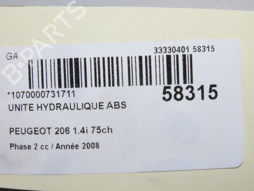 Used ABS pump ABS pump PEUGEOT 206+ (2L_, 2M_) 1.4 i (2LKFWA, 2MKFWA) (75 hp) 40026327 40026327