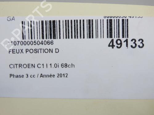 Højre positionslygte Højre positionslygte CITROËN C1 (PM_, PN_) 1.0 (68 hp) 33998905 33998905